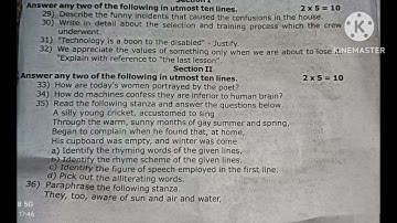10th standard english 1st revision Exam question paper