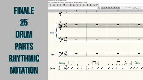 Rhythm Cues on a Drum Part Using an Extra Staff Above the Drum Part - Finale 25 on Windows 10