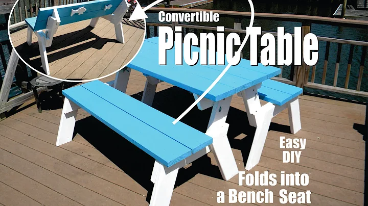 DIY Convertible Picnic Table that folds into bench seats