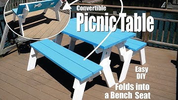 DIY Convertible Picnic Table that folds into bench seats