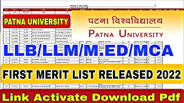 🔥Finally Patna University LLB/LLM/M.ed/M.lis/B.lis 1st merit list 2022 jari|pu pg/vo 1st merit list