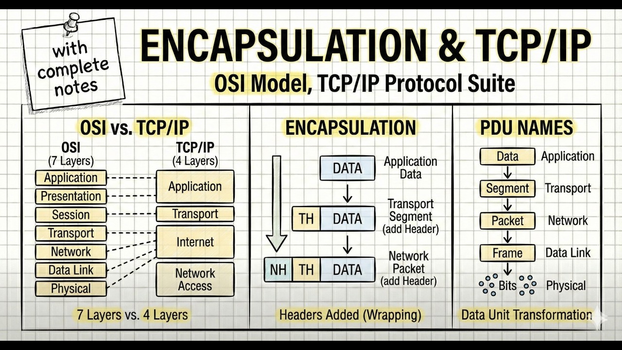 Encapsulation of Layers in the OSI Model, TCP/IP Protocol Suite
