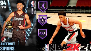 DIAMOND ANFERNEE SIMONS GAMEPLAY!! TOP BUDGET SHORT POINT GUARD IN NBA 2K21 MY TEAM NO DOUBT!!!