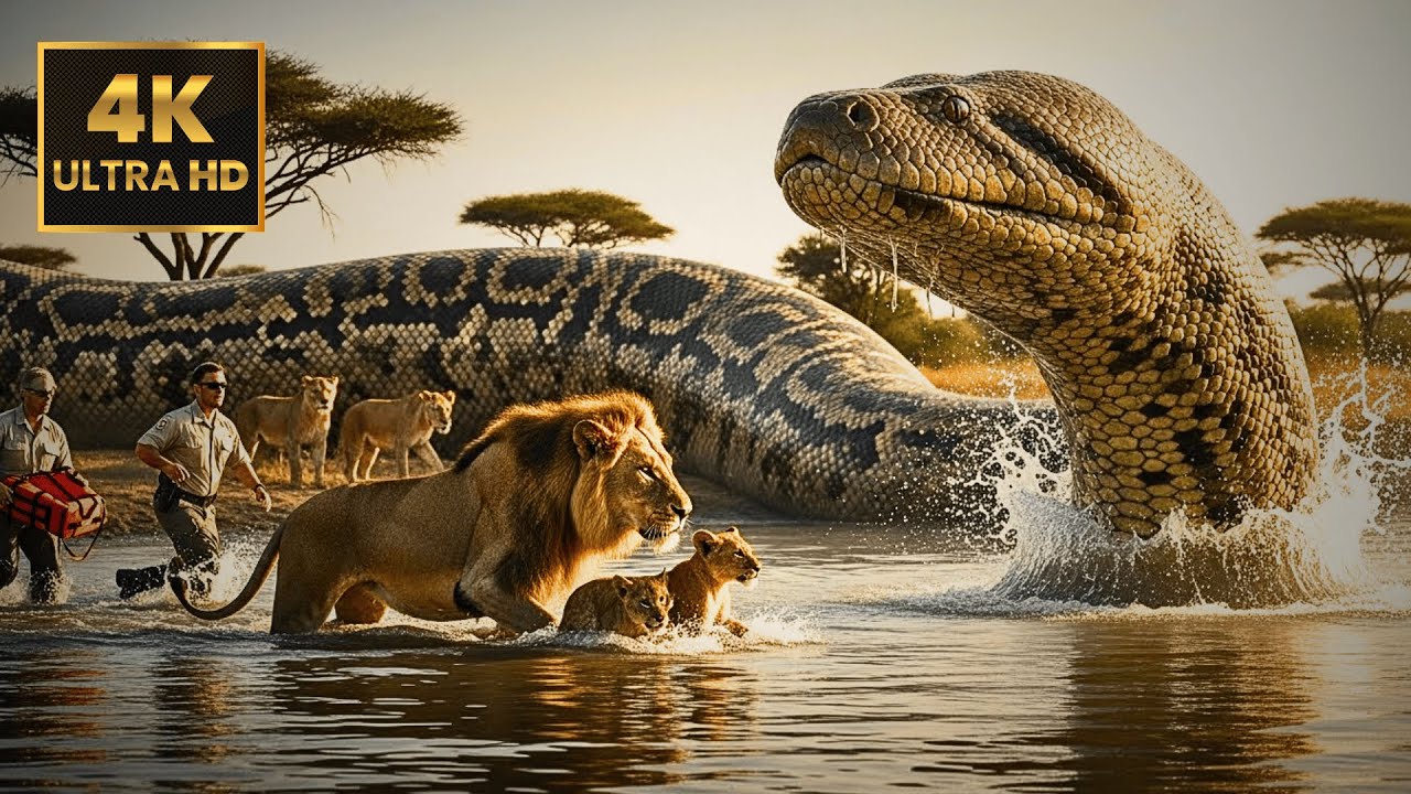 Wildlife Officers Save Fierce Father Lion Defending Pride from Giant ...