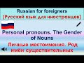 РКИ. Личные местоимения. Род имён существительных. Personal pronouns. The Gender of Nouns in Russian