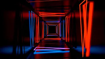 🔷 4K Screensaver – Red and Blue Neon Digital Corridor | Futuristic VJ Loop (No Sound)