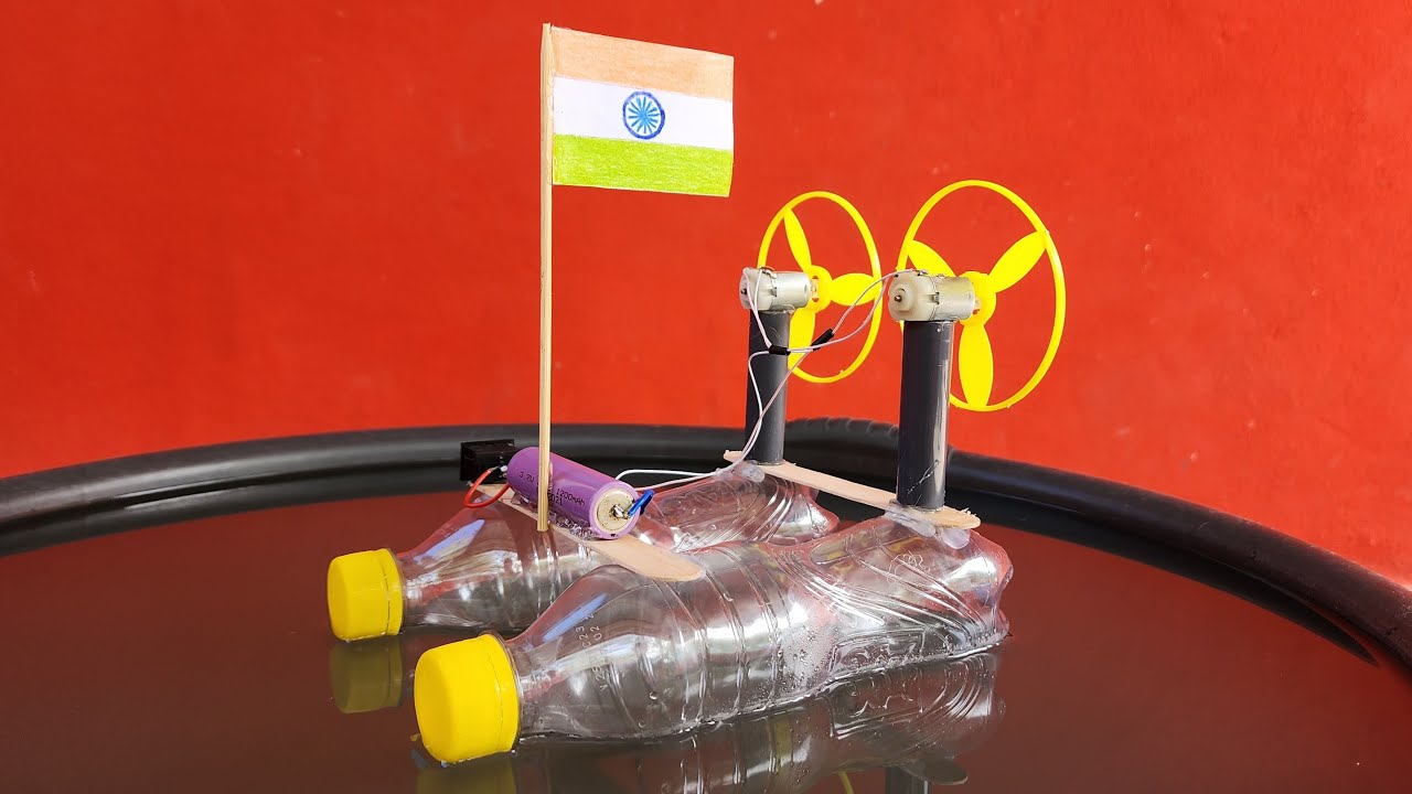 How to Make an Electric Motor Boat using Bottles and DC motor Cool