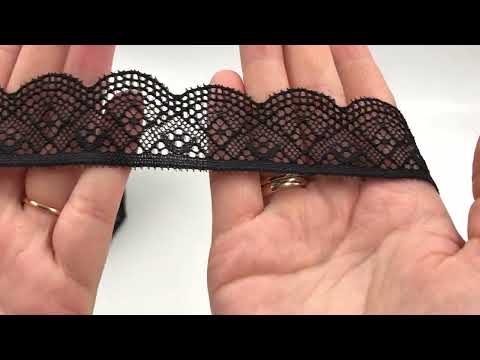 Видео: 02-30 Кружево узкое эластичное 3 см, черный 170