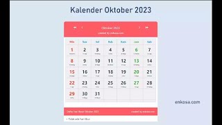 Kalender Bulan Oktober 2023 Lengkap