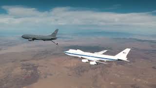 E-4B conducts flight tests with KC-46