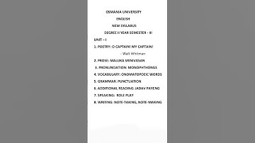 OU DEGREE 2ND YEAR SEMESTER-III ENGLISH NEW SYLLABUS 2023