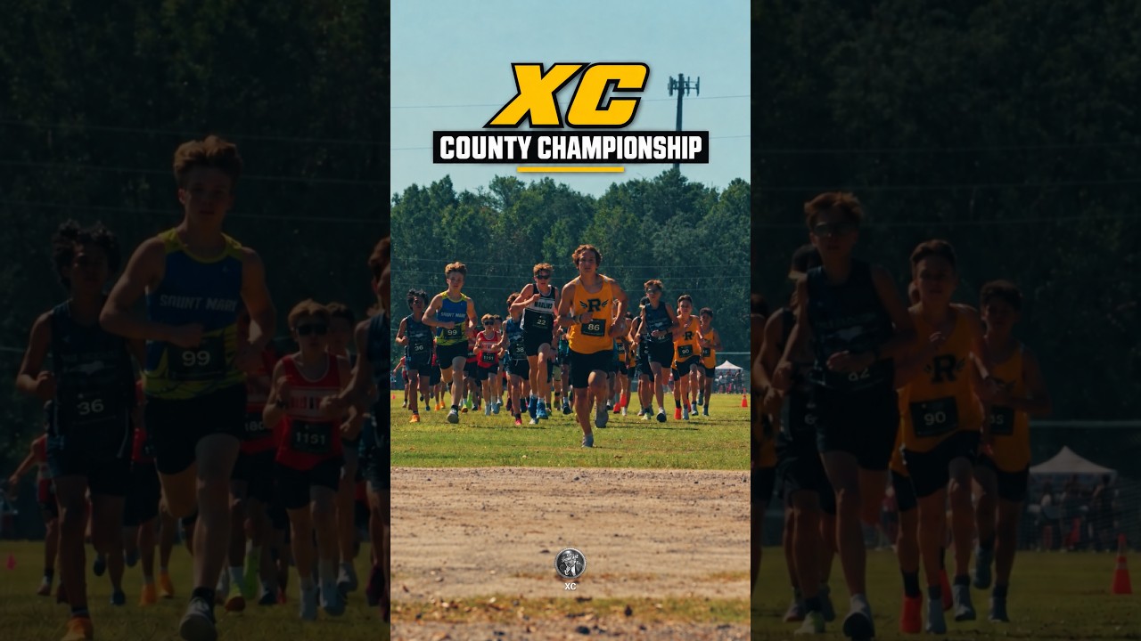 Boys open the 2026 Okaloosa Middle School XC Championship at Twin Oaks Park, title card reading XC County Championship