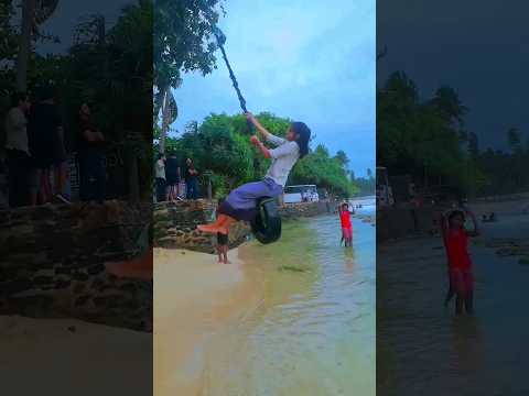 Beach swinging at Thalpe beach sri lanka - a natural pool | travel girl | sri lanka travel vlog