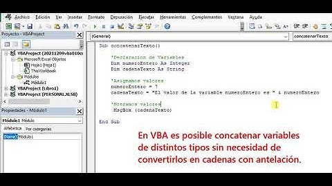 Concatenar variables de distintos tipos en VBA para Microsoft Excel