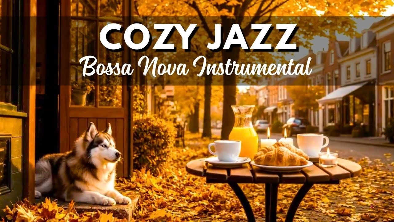 Cozy Vintage Architecture Autumn🍂Coffee Shop Ambience & Soft Jazz Music | Autumn Riverside Jazz Ca