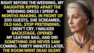 My daughter RIPPED the wedding dress I made for 6 months and yelled OLD HAG, STOP PRETENDING. So I…