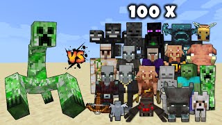 Mutant Creeper vs 100x All Mobs in Minecraft mob battle