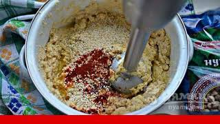 Deep-fried falafel with green onions