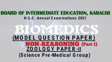 NON-REASONING Model paper 2021 | XII- Zoology | Part 1