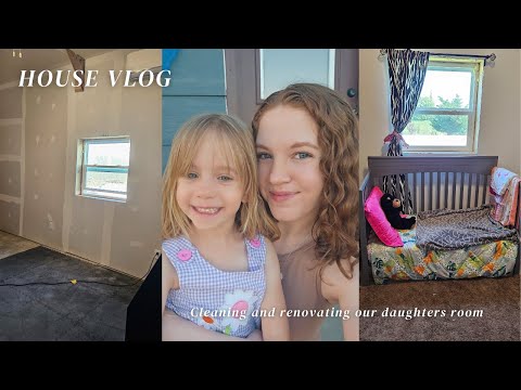 HOUSE VLOG PT 3: putting in a window, priming walls, cleaning, and setting up our daughter's room