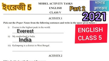 Model Activity Task Class 5 English Part 2 Best Answer By Dadar Classroom In 2021