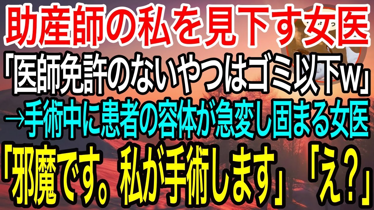 【感動】助産師の私を奴隷のように扱うエリート女医「医師免許のないやつはゴミ以下w」→後日、手術中に患者の容体が急変し固まる女医。「手術は私が変わります！」「は？」【泣ける話】【良い話】