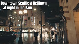 Seattle Rain at Night, Downtown Walk Binaural Audio 4k