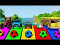 TRANSPORTING PIXAR CARS &amp; FRUITS WITH COLORED &amp; JOHN DEERE vs CLAAS vs TRACTORS - BeamNG.drive #983