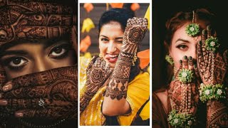 Mehndi Photoshoot Ideas for bride/ Photoshoot ideas for mehndi ceremony/indian wedding ritual photos