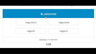 Spanish conjugation quiz/game demonstration screenshot 3