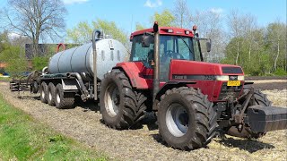 Bouwland bemesten met 300 PK CASE IH 7250 Landbouwbedrijf '' DE MARKE ''Bourtange.