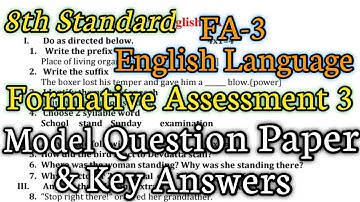 8th Standard|FA-3|English Language|Model Question Paper & Key Answers #8thStandard #English #FA-3