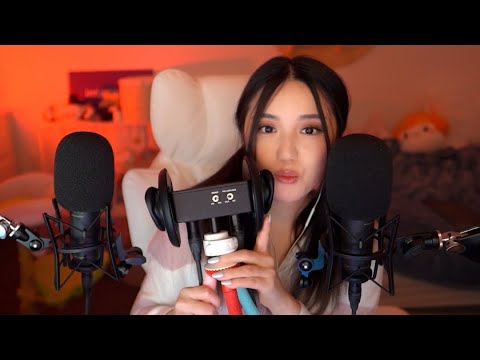 [ASMR] Mouth Sounds & 3Dio Ear Massage ❤️