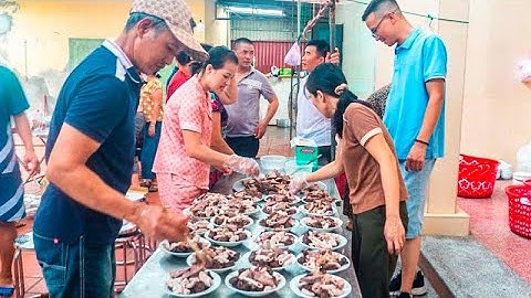 Toàn Cảnh Bữa Cỗ Quê Áp Rạp Đám Cưới Lòng Lợn Tiết Canh Vui Nhất Quê Lúa Thái Bình P1