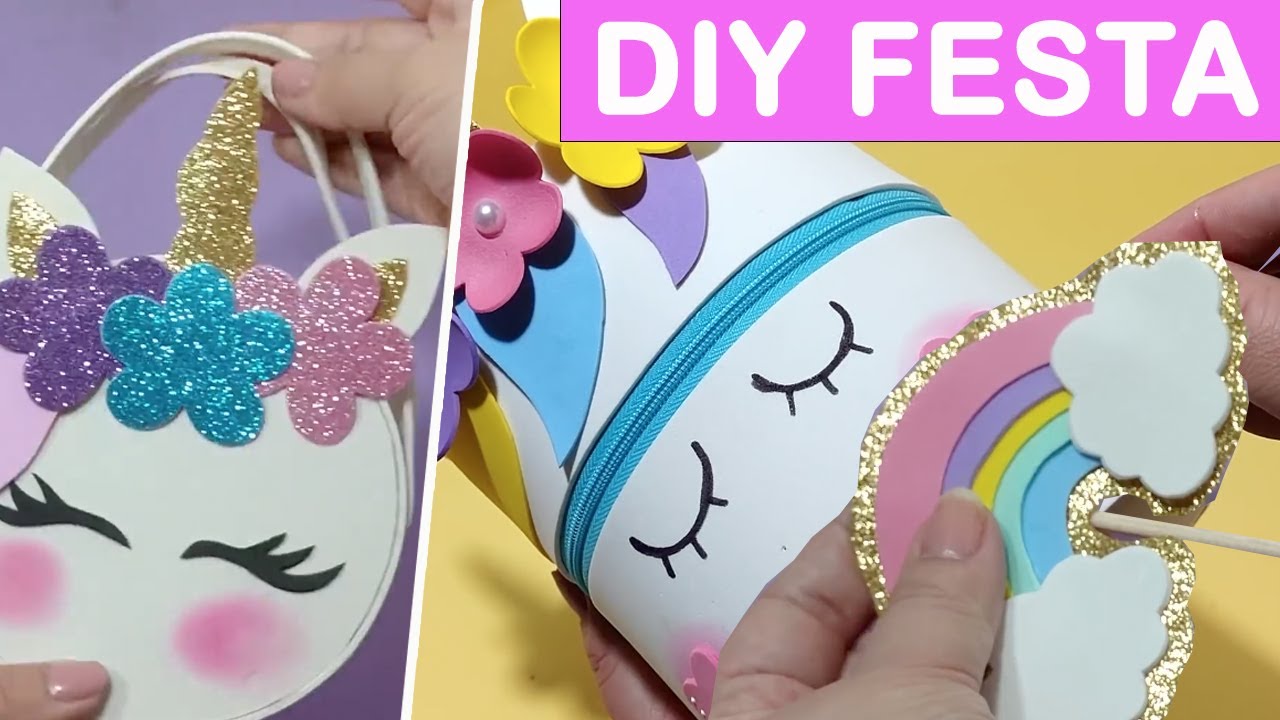 DIY -  Decoração Festa Unicórnio com CD e EVA - 5 Ideias Compiladas