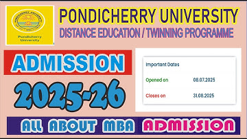 PONDICHERRY UNIVERSITY DD & TWINNING PROGRAMME ADMISSIONS 2025 ( ADMISSION STARTED FOR ALL MBA)