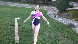 Gymnastics Tuck Jumps, Split Jumps, and Wolf Jumps on Beam with Karis (REUPLOADED)