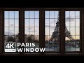4k eiffel tower window view in paris with music  relaxing calming ambience
