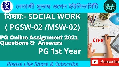 NSOU PG Social Work (PGSW-02)/(MSW-02) 1st Year Assignment 2021 | Question Answers | Nsou | HelpDesk