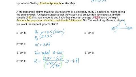 Hypothesis Testing, P value Approach for mean, part 2 of 2