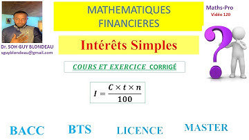 mathématiques financières 1/20 INTERÊT SIMPLE cours, exercices corrigés