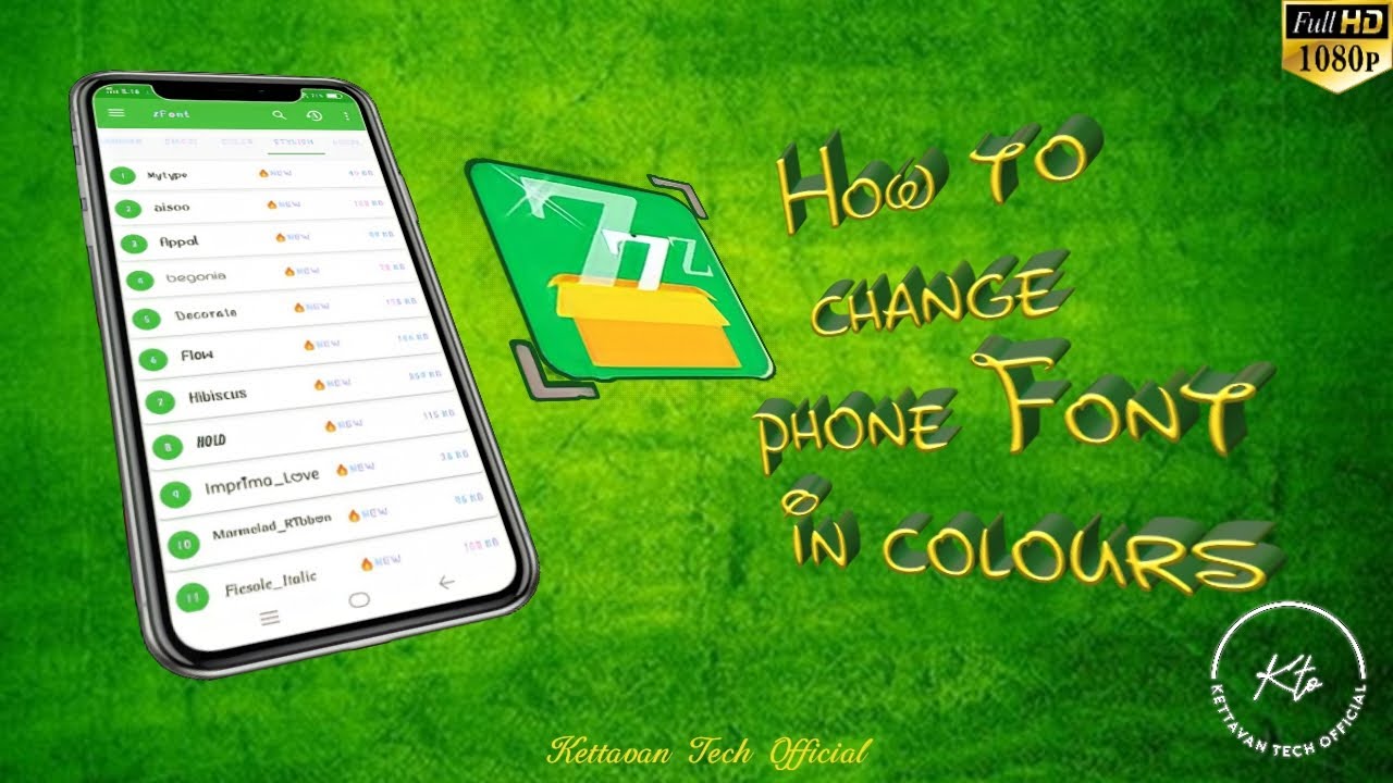How to Change phone Font in Colours Zfont by Kettavan YouTube