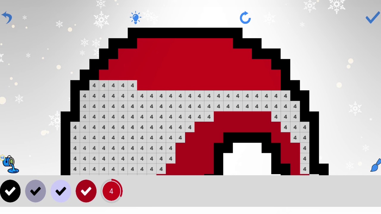 Santa Claus Hat Pixel Art Paint By Number How To Draw Pixly Xmas Coloring Book Youtube