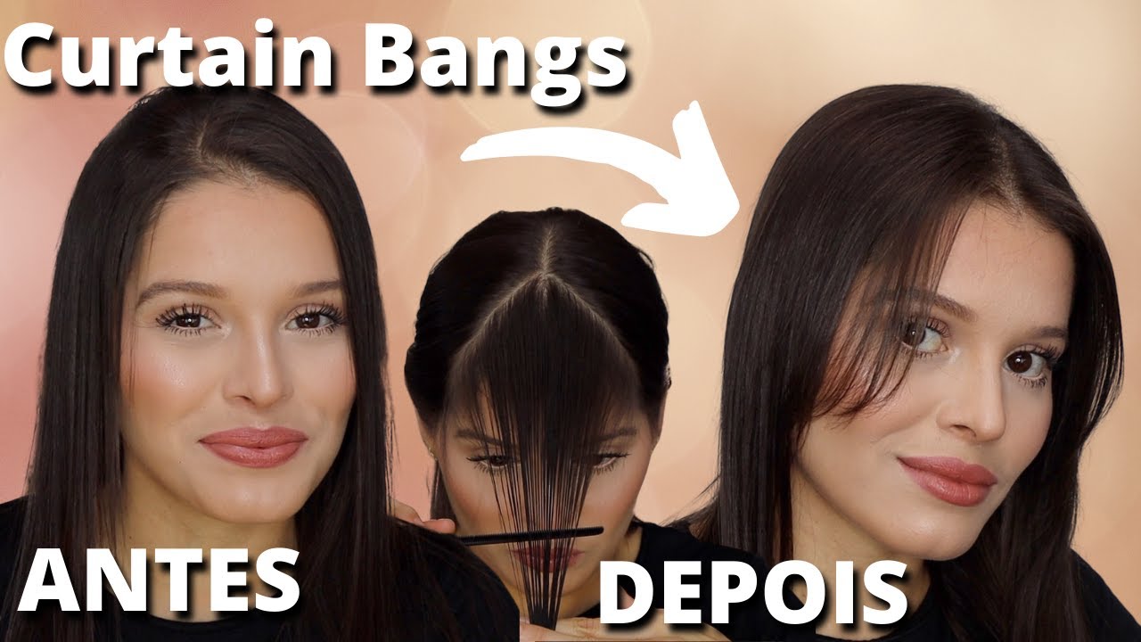 Como fazer o corte da FRANJA Curtain Bangs sozinha em casa! Passo a ...