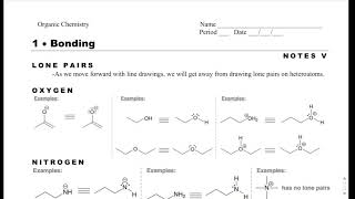 Organic Chemistry Notes 1.5- Lone Pairs of Electrons on Heteroatoms