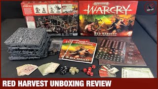 WARCRY RED HARVEST UNBOXING - All The Contents Up Close - Warhammer Terrain, Warbands, Tokens, Dice