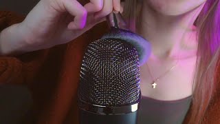 ASMR | Mic Brushing with Inaudible Whispering (distant wind chimes)