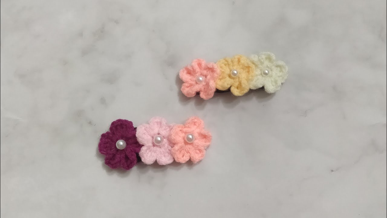 钩针教程：简单可爱的花花发夹，适合新手制作，你确定不试试吗？