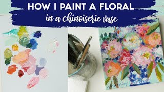 How I Paint a Floral in a Chinoiserie Vase (Artist Painting Process)