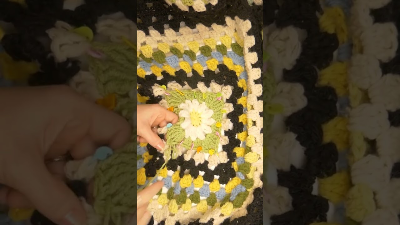 Patching a Granny Square! #crochet #fiberart #repair #restoration #mending #afghan